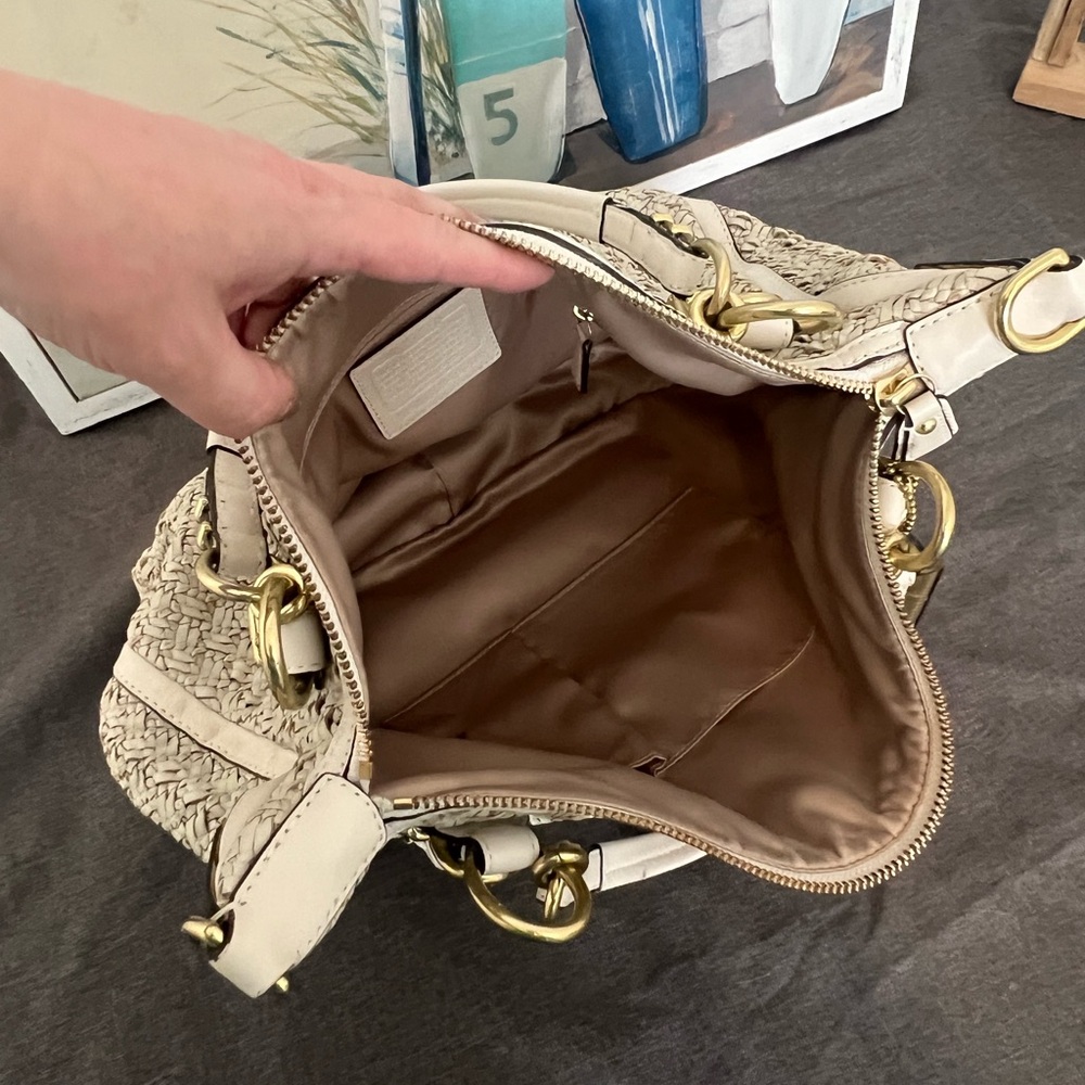Coach Cream Woven Handbag - Picture 10 of 16